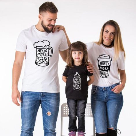 Milk Tea And Coffee Heart-warming Theme Letter Print T-shirt