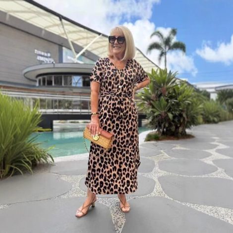 Women's Short Sleeve V-neck Leopard Print Printed Dress