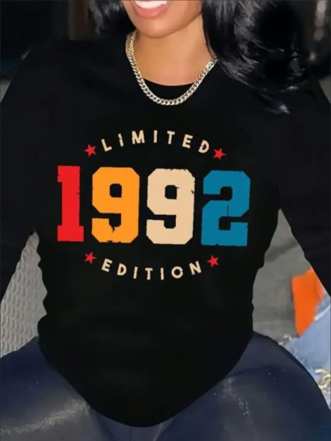 Women's Print Long-sleeved Hoodless Sweatshirt