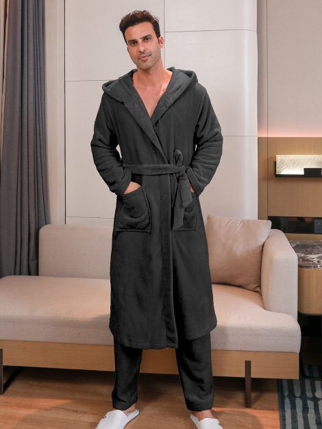 Polyester Long Sleeve Trousers Men's Pajama Set