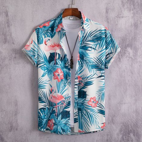 Men's Short-sleeved Shirt 3D Digital Printing Hawaiian Trendy Cardigan Shirt