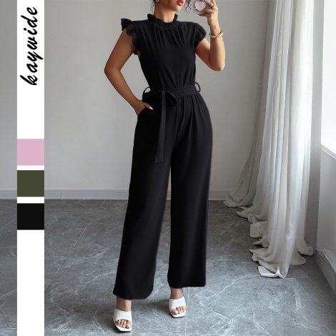 Simple Fashion Ruffled Short Sleeves Corset Jumpsuit For Women